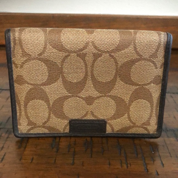 Coach Signature Brown and Tan Passport /Card holder - Picture 1 of 6